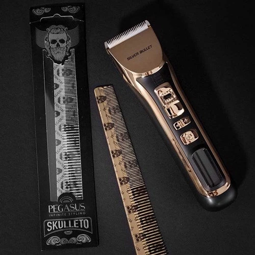 Pegasus Skulleto No 303 Silver Barber Tapered Comb 5 Pegasus Skulleto No 303 Silver Barber Tapered Comb - Image 3