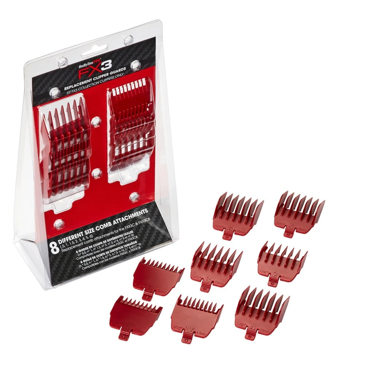 BaBylissPRO FX3 Hair Clipper Comb Attachment Set 4 BaBylissPRO FX3 Hair Clipper Comb Attachment Set - Image 2