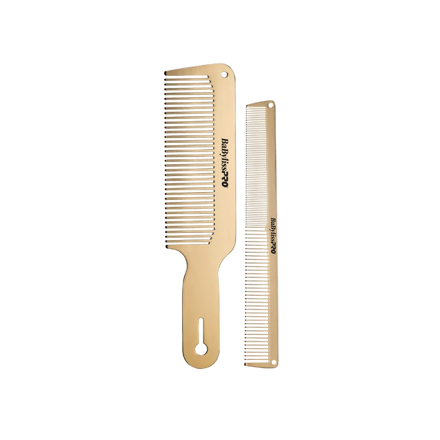 BaBylissPRO Barberology Metal Comb Set 2pc - Gold 3 BaBylissPRO Barberology Metal Comb Set 2pc - Gold