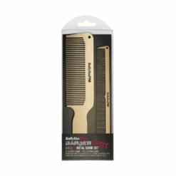 BaBylissPRO Barberology Metal Comb Set 2pc - Gold 9 BaBylissPRO Barberology Metal Comb Set 2pc - Gold -Hairdressing Products BaBylissPRO Barberology Metal Comb Set 2pc Gold 3 32953