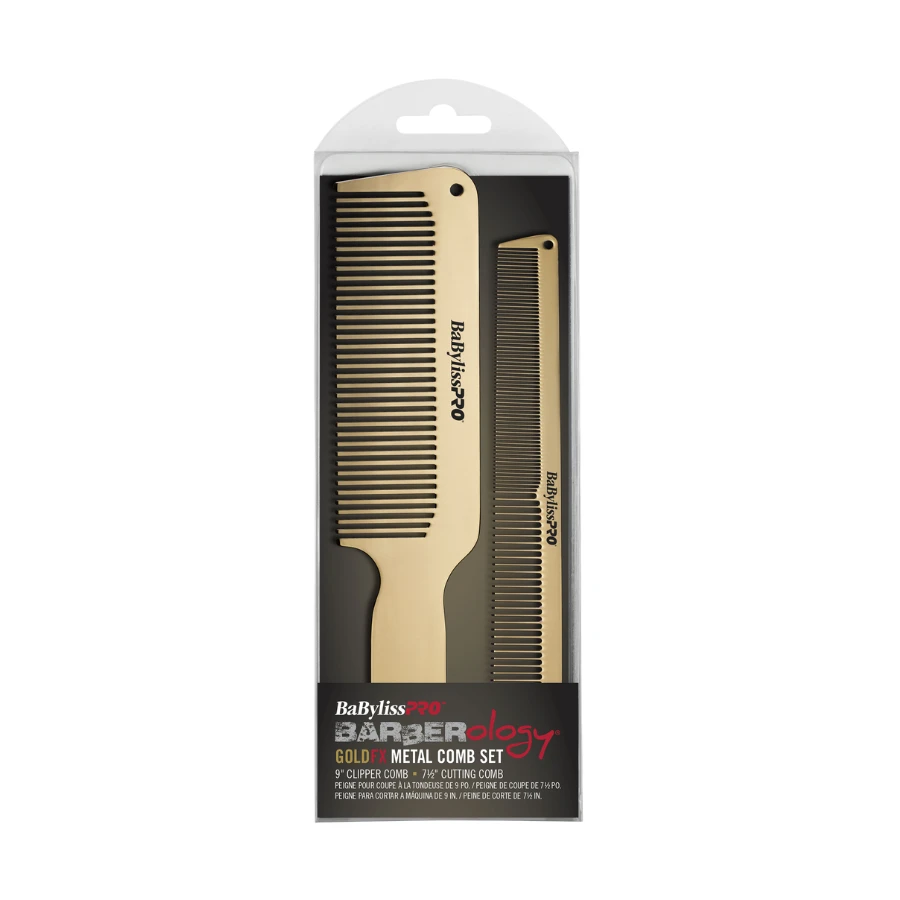 BaBylissPRO Barberology Metal Comb Set 2pc - Gold 6 BaBylissPRO Barberology Metal Comb Set 2pc - Gold - Image 4