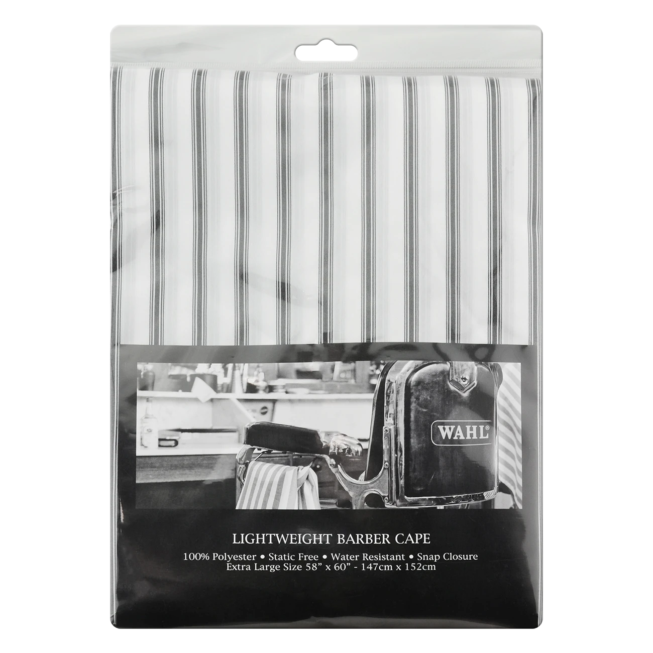 Wahl Pin Stripe Barbers Cape-white 3 Wahl Pin Stripe Barbers Cape-white